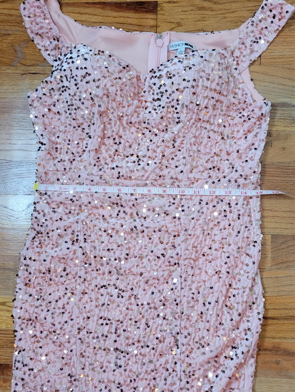 Fashion Nova Elegant Pink Velvet Sequin Evening Gown - Picture 13 of 16